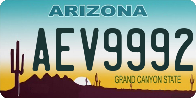 AZ license plate AEV9992