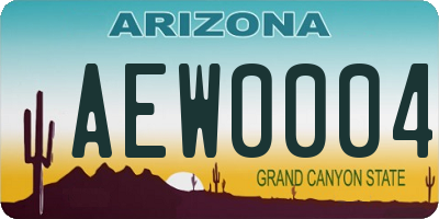 AZ license plate AEW0004