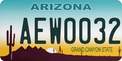 AZ license plate AEW0032