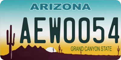 AZ license plate AEW0054
