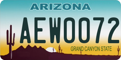 AZ license plate AEW0072