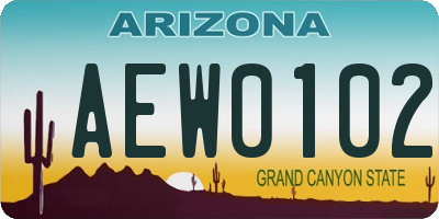 AZ license plate AEW0102
