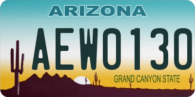 AZ license plate AEW0130
