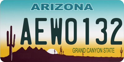 AZ license plate AEW0132