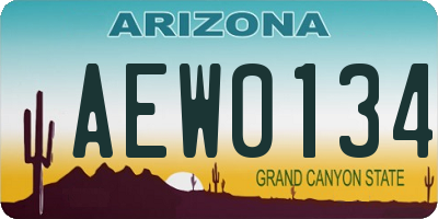 AZ license plate AEW0134
