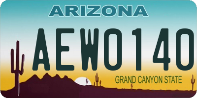 AZ license plate AEW0140