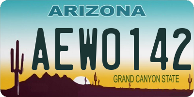AZ license plate AEW0142