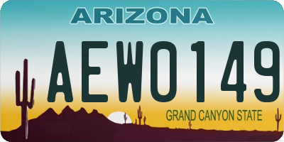 AZ license plate AEW0149