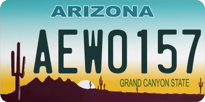 AZ license plate AEW0157