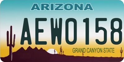 AZ license plate AEW0158