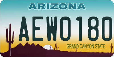 AZ license plate AEW0180