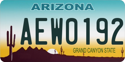 AZ license plate AEW0192