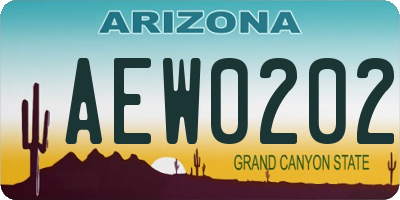 AZ license plate AEW0202