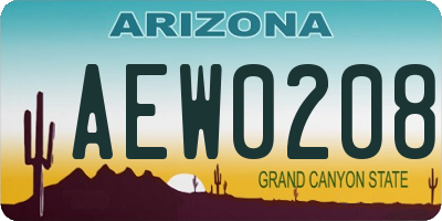 AZ license plate AEW0208