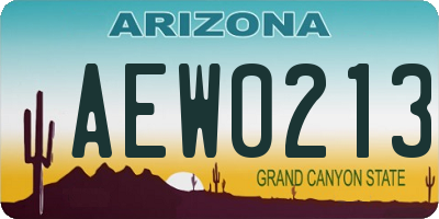 AZ license plate AEW0213