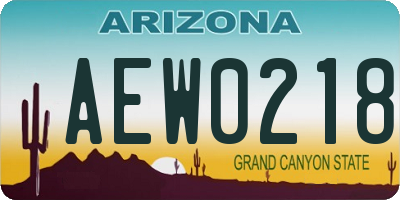 AZ license plate AEW0218