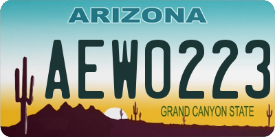 AZ license plate AEW0223
