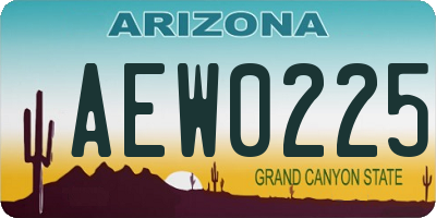 AZ license plate AEW0225