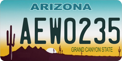 AZ license plate AEW0235