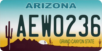 AZ license plate AEW0236