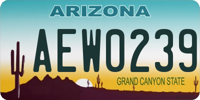 AZ license plate AEW0239