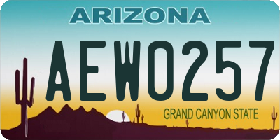 AZ license plate AEW0257