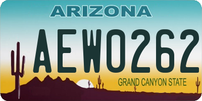 AZ license plate AEW0262