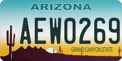 AZ license plate AEW0269