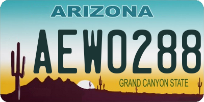 AZ license plate AEW0288