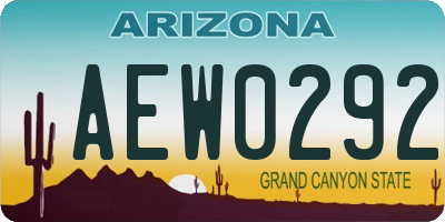 AZ license plate AEW0292