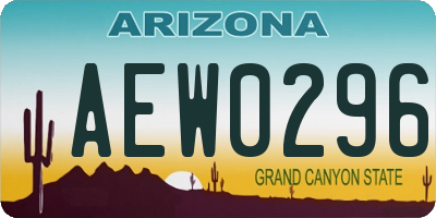 AZ license plate AEW0296