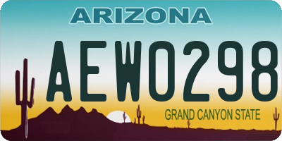 AZ license plate AEW0298