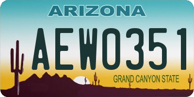 AZ license plate AEW0351
