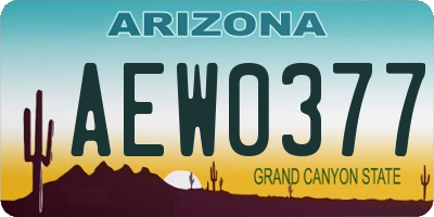 AZ license plate AEW0377