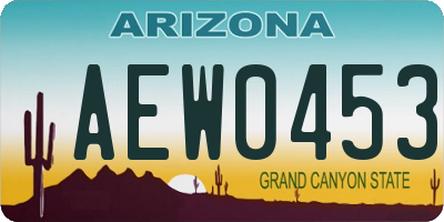 AZ license plate AEW0453
