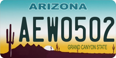 AZ license plate AEW0502