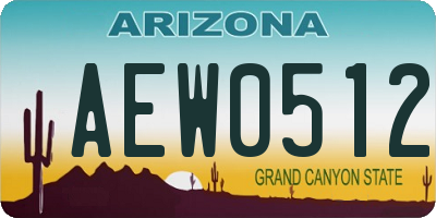 AZ license plate AEW0512