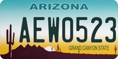 AZ license plate AEW0523