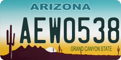 AZ license plate AEW0538