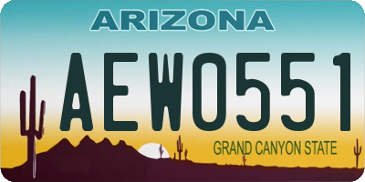 AZ license plate AEW0551