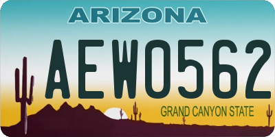 AZ license plate AEW0562