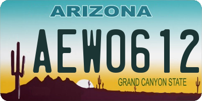 AZ license plate AEW0612