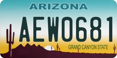 AZ license plate AEW0681