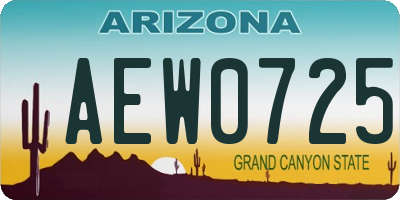 AZ license plate AEW0725