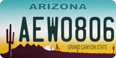 AZ license plate AEW0806