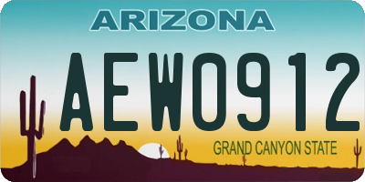 AZ license plate AEW0912