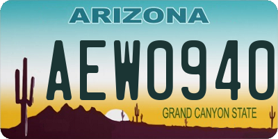 AZ license plate AEW0940
