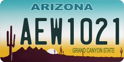 AZ license plate AEW1021