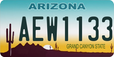 AZ license plate AEW1133