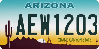 AZ license plate AEW1203